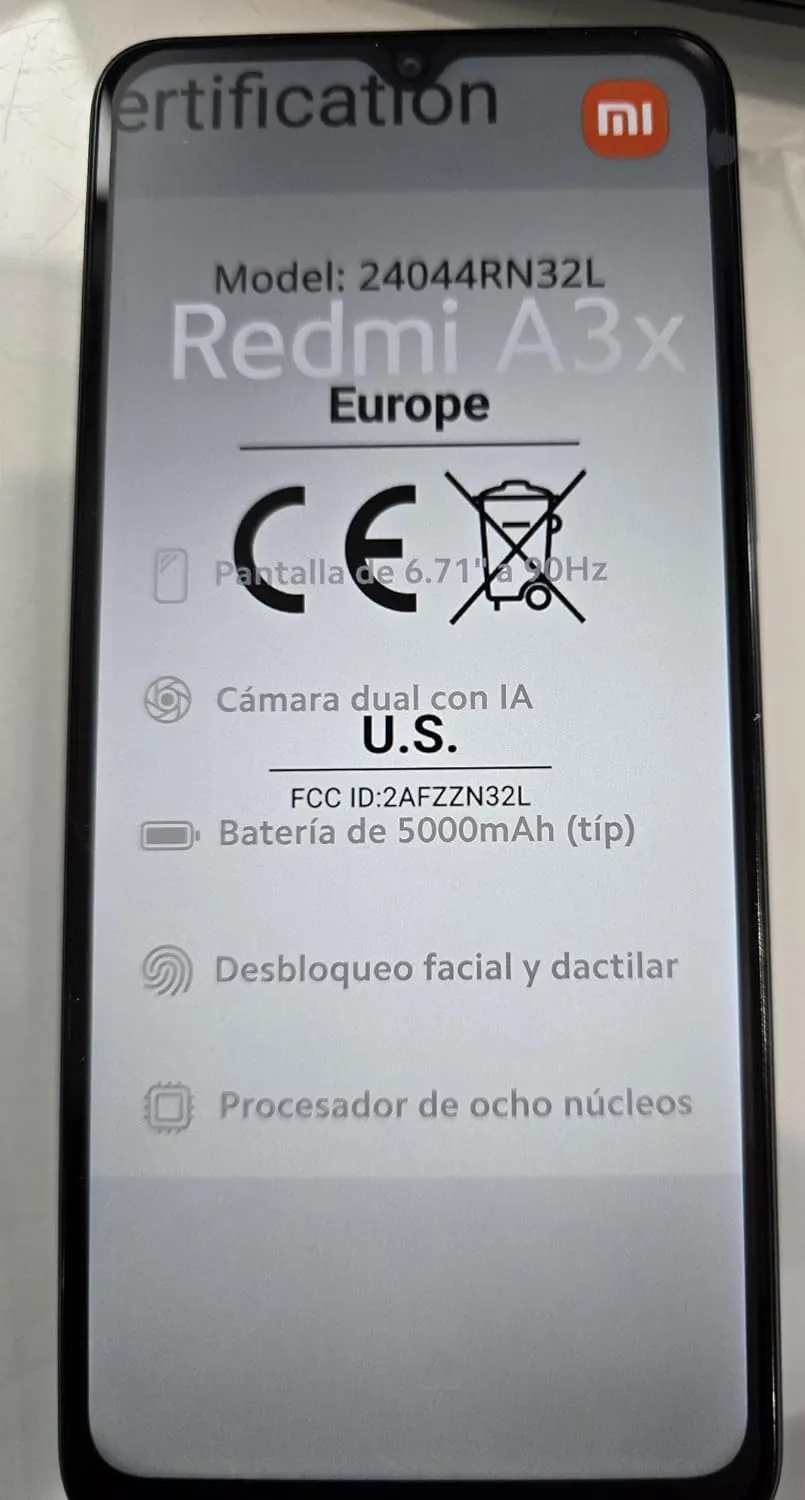 Xiaomi Redmi A3X 4G LTE (for Tmobile Mint Tello & Global) 64GB   3GB Global ROM Version Factory Unlocked 6.71" 8MP Dual Sim Model 24044RN32L (Midnight Black)