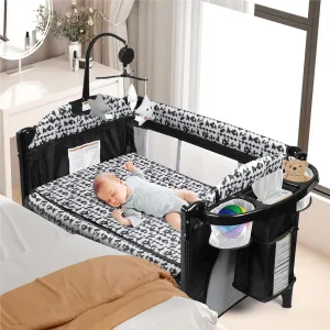 Xilingol 5-in-1 Baby Bassinet Bedside Sleeper, Baby Pack and Play with Changing Table, Portable Toddler Crib with Carry Bag, Cosleeper Bassinet Attach to Bed for Newborn to Toddlers
