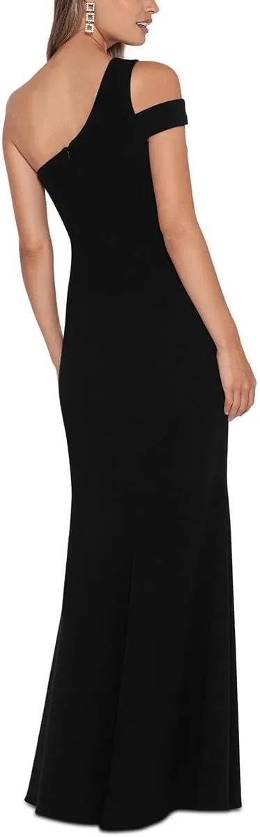 Xscape Long Scuba Crepe One Shoulder Strap