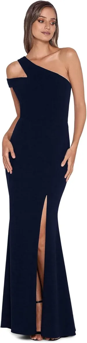 Xscape Long Scuba Crepe One Shoulder Strap