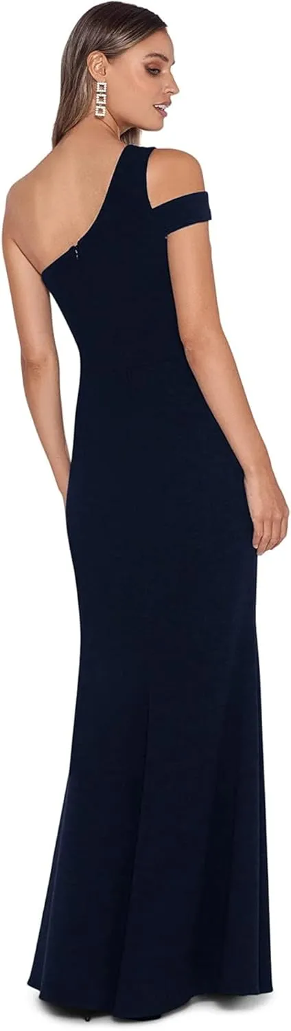 Xscape Long Scuba Crepe One Shoulder Strap
