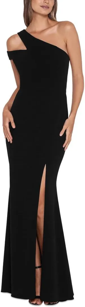 Xscape Long Scuba Crepe One Shoulder Strap