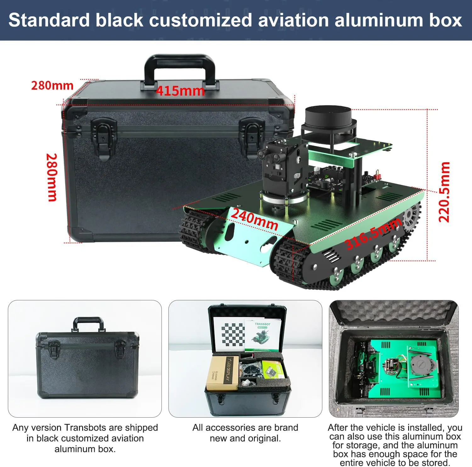 Yahboom AI Robot Tank Kit with Raspberry Pi 4B ROS Transbot with Somatosensory Depth Camera 3D Scanner ROS Robotics Coding 2D 3D Mapping Navigation Electronics Building Kit for Adult