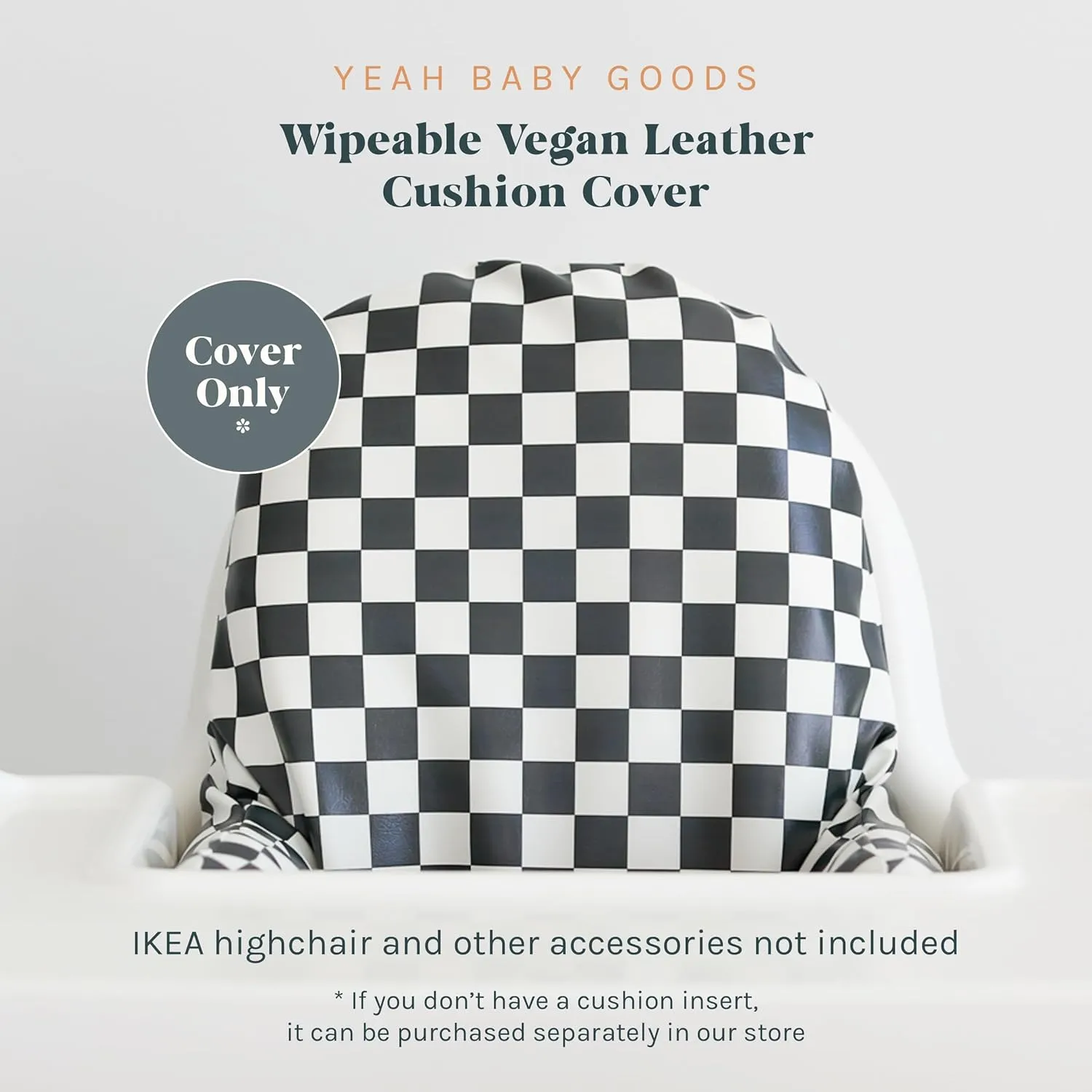 Yeah Baby Goods Wipeable IKEA Antilop Highchair Cushion Cover (Classic Check) - Soft, Waterproof Baby High Chair Cover