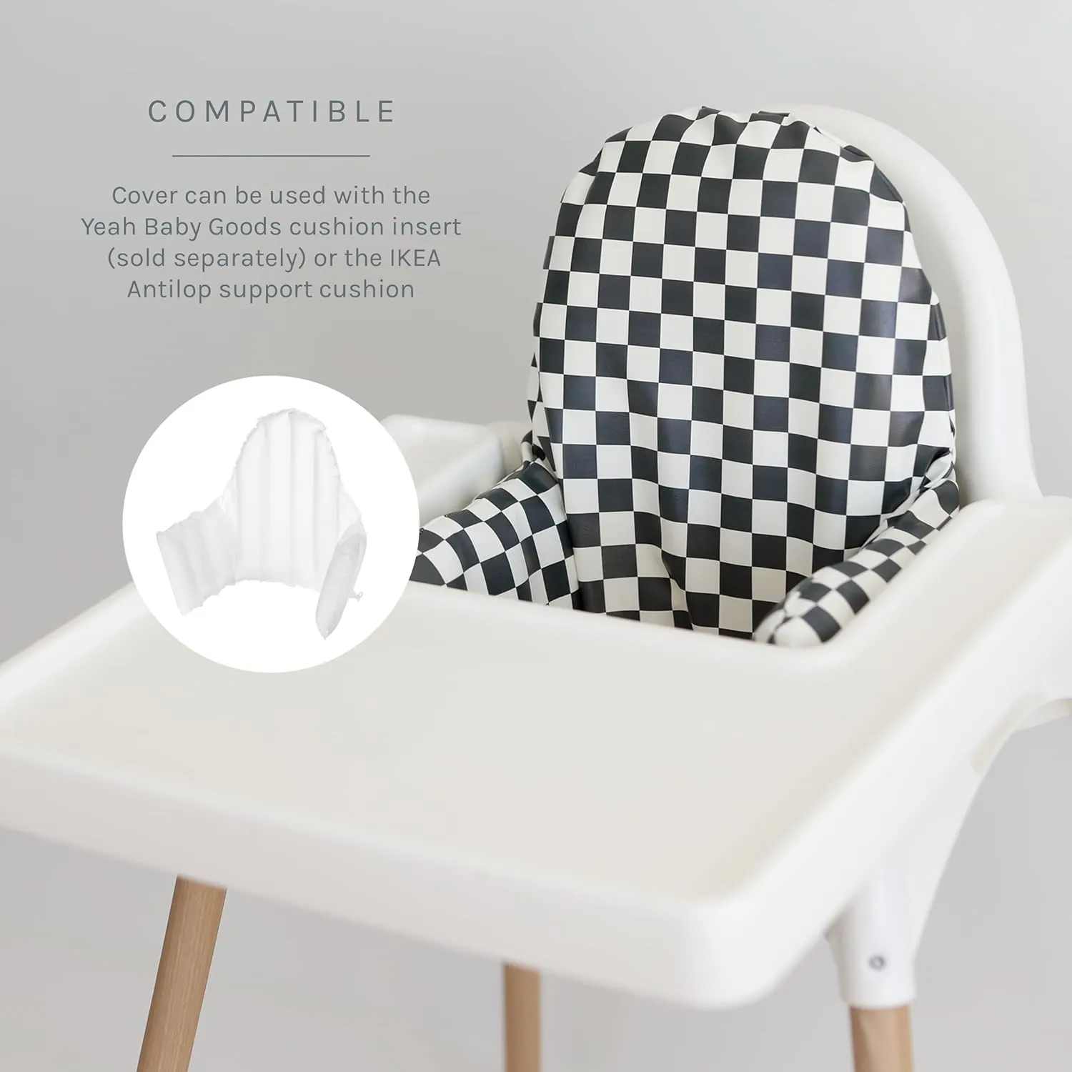 Yeah Baby Goods Wipeable IKEA Antilop Highchair Cushion Cover (Classic Check) - Soft, Waterproof Baby High Chair Cover