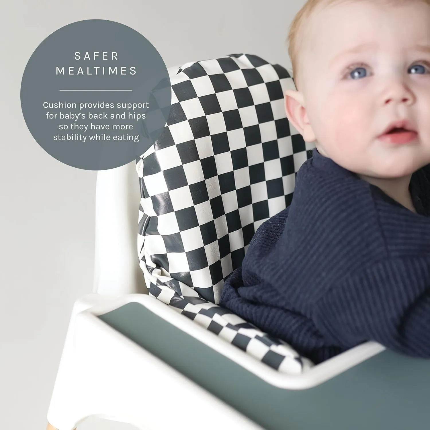 Yeah Baby Goods Wipeable IKEA Antilop Highchair Cushion Cover (Classic Check) - Soft, Waterproof Baby High Chair Cover