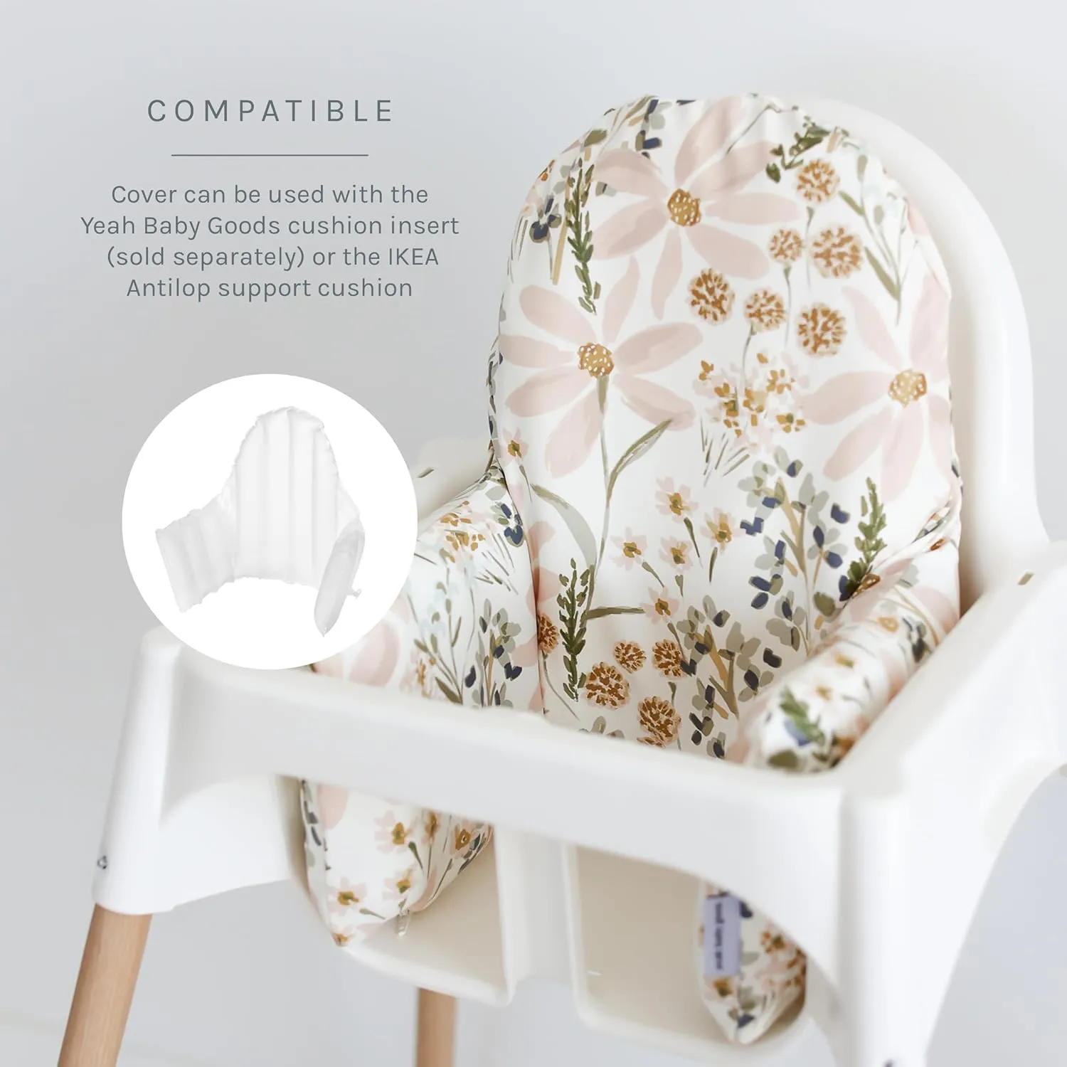 Yeah Baby Goods Wipeable IKEA Antilop Highchair Cushion Cover (Daisy Dreams) - Soft, Waterproof Baby High Chair Cover