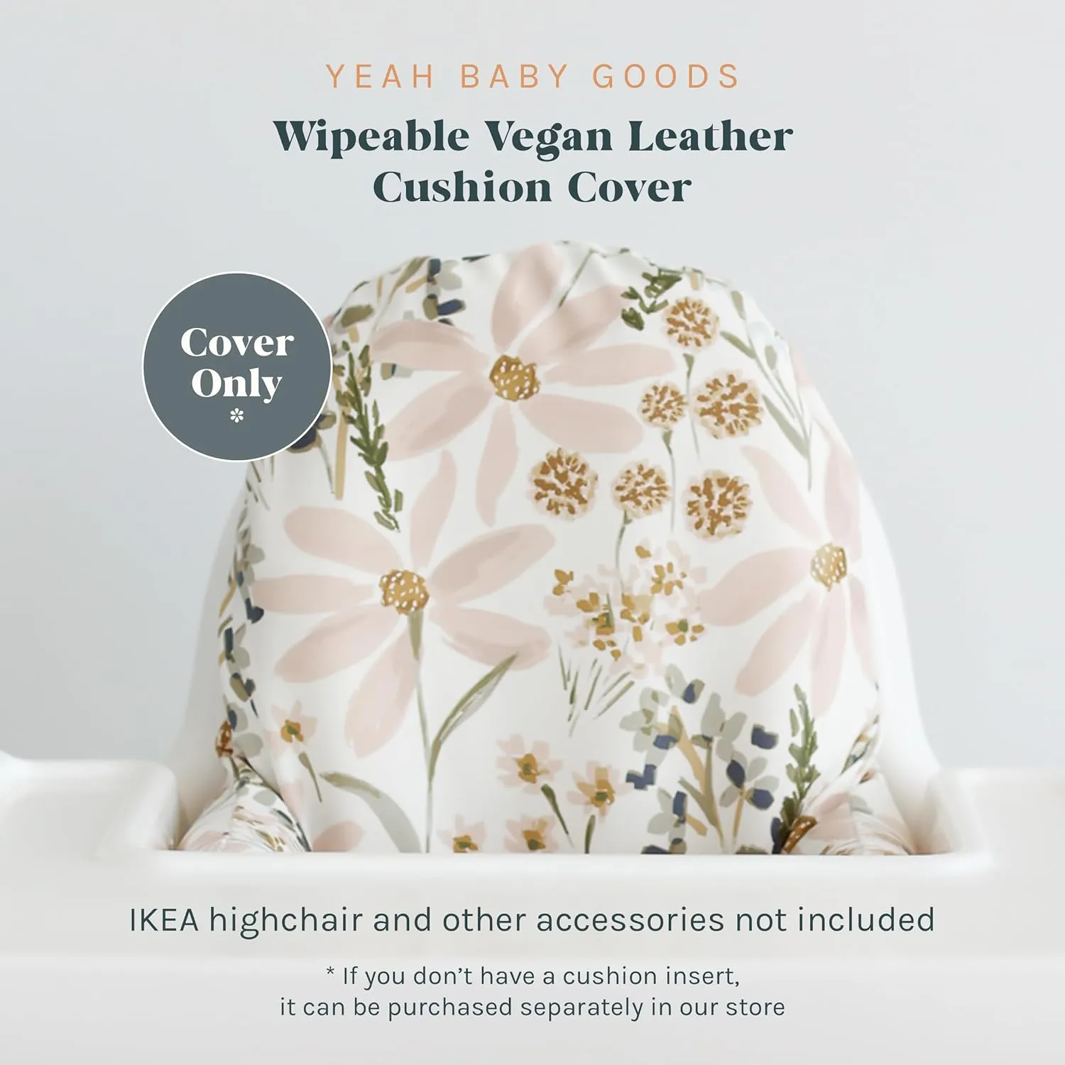 Yeah Baby Goods Wipeable IKEA Antilop Highchair Cushion Cover (Daisy Dreams) - Soft, Waterproof Baby High Chair Cover