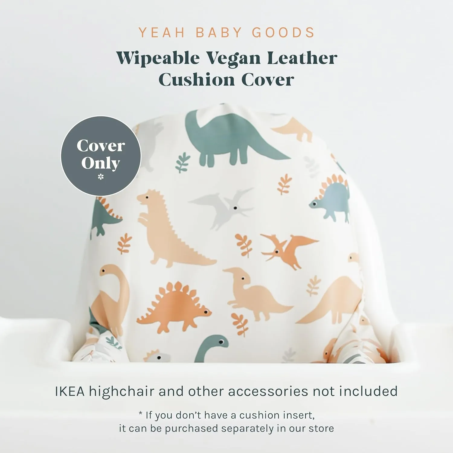 Yeah Baby Goods Wipeable IKEA Antilop Highchair Cushion Cover (Dino Time) - Soft, Waterproof Baby High Chair Cover