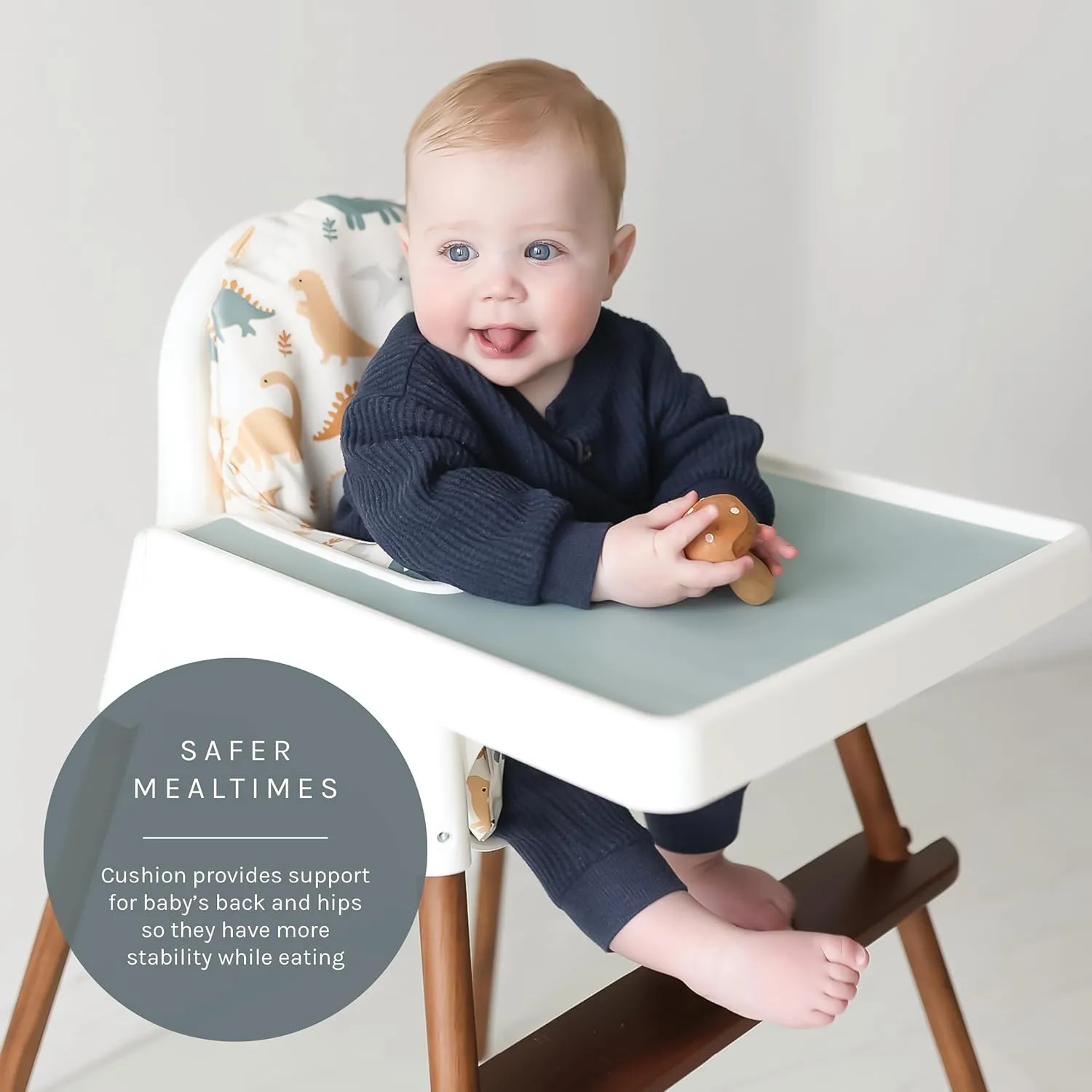 Yeah Baby Goods Wipeable IKEA Antilop Highchair Cushion Cover (Dino Time) - Soft, Waterproof Baby High Chair Cover