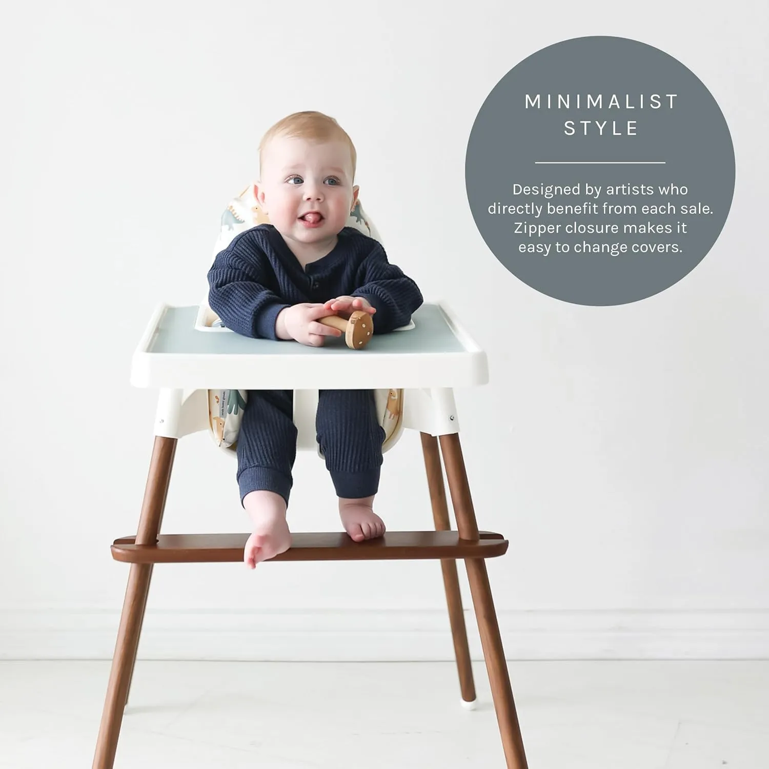 Yeah Baby Goods Wipeable IKEA Antilop Highchair Cushion Cover (Dino Time) - Soft, Waterproof Baby High Chair Cover