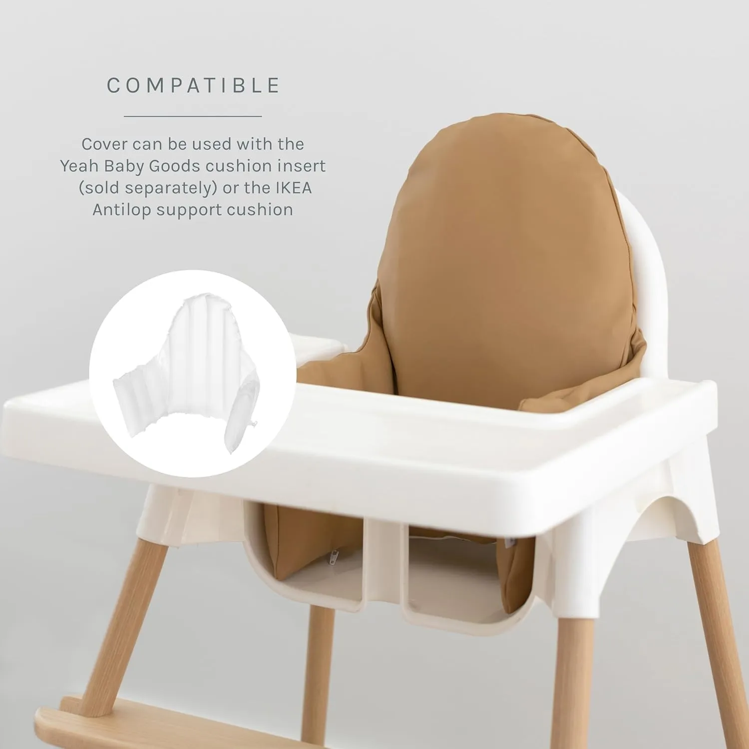 Yeah Baby Goods Wipeable IKEA Antilop Highchair Cushion Cover (Doe) - Soft, Waterproof Baby High Chair Cover