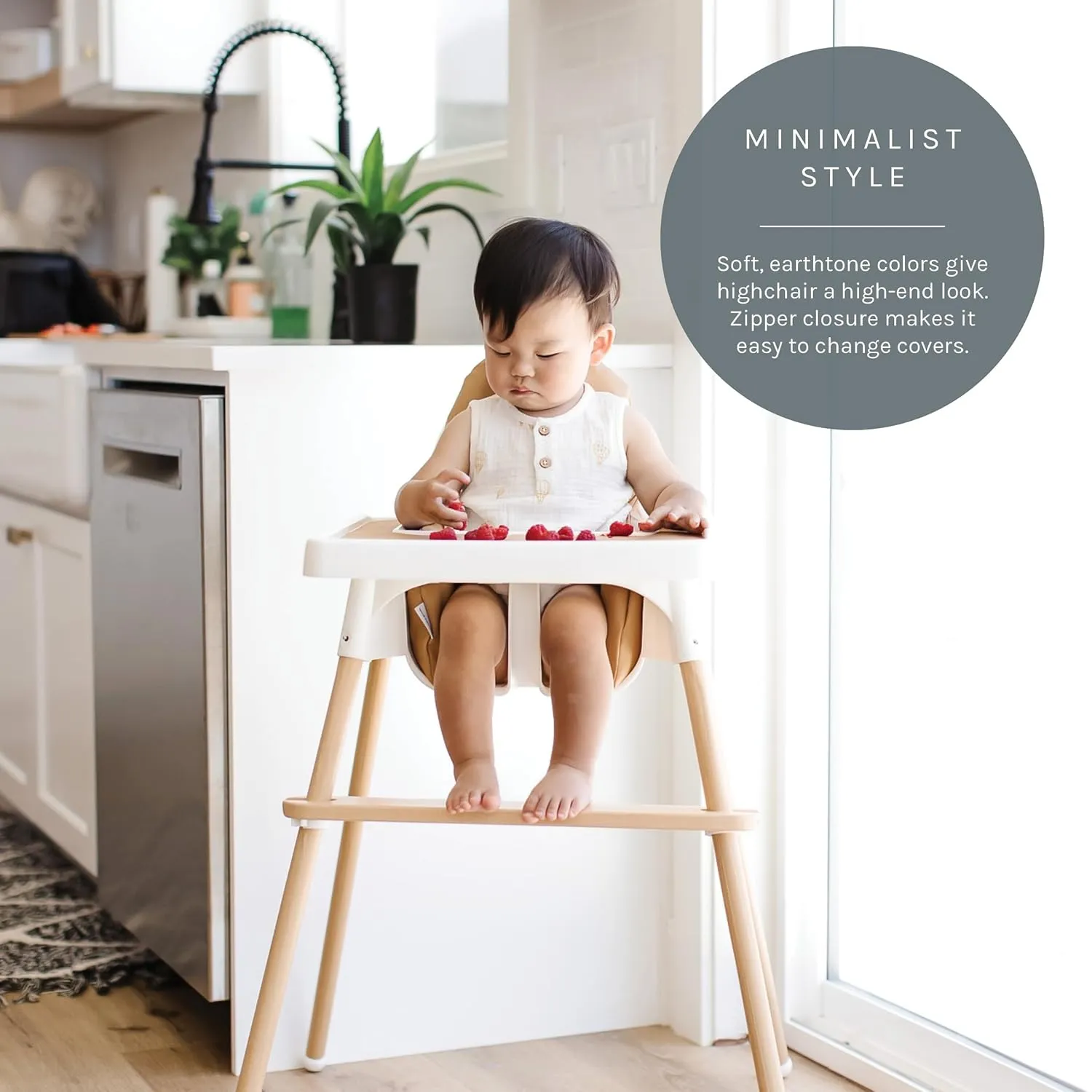 Yeah Baby Goods Wipeable IKEA Antilop Highchair Cushion Cover (Doe) - Soft, Waterproof Baby High Chair Cover