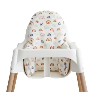Yeah Baby Goods Wipeable IKEA Antilop Highchair Cushion Cover (Earthone Rainbows) - Soft, Waterproof Baby High Chair Cover