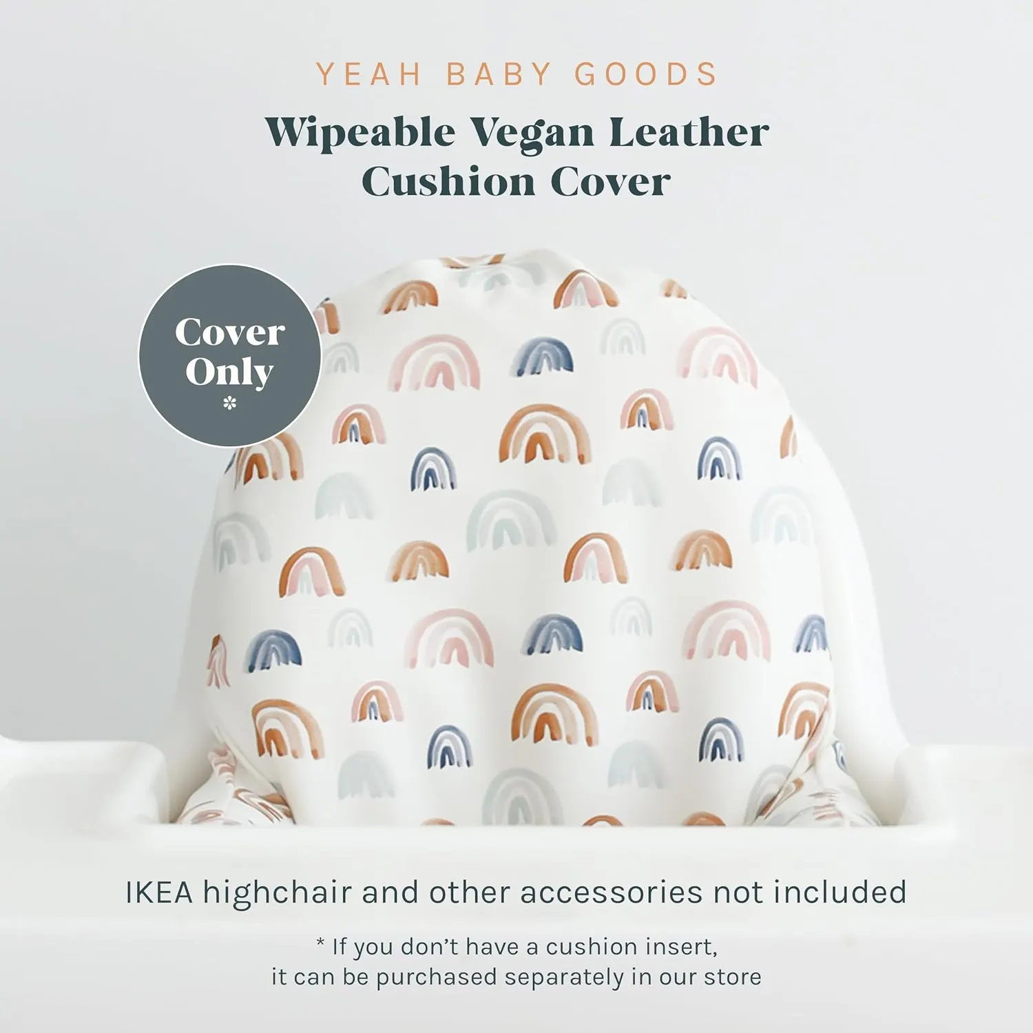 Yeah Baby Goods Wipeable IKEA Antilop Highchair Cushion Cover (Earthone Rainbows) - Soft, Waterproof Baby High Chair Cover