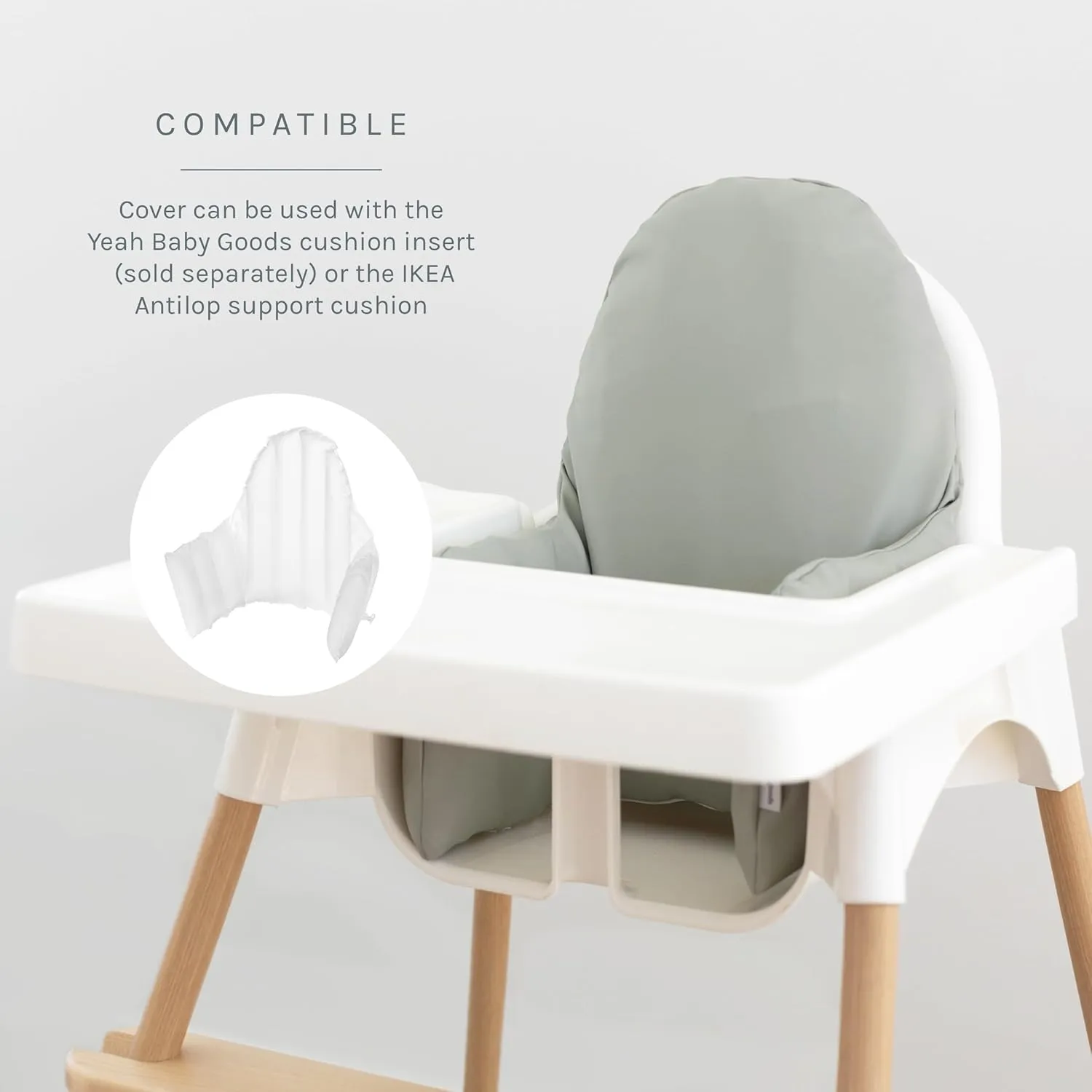 Yeah Baby Goods Wipeable IKEA Antilop Highchair Cushion Cover (sage) - Soft, Waterproof Baby High Chair Cover