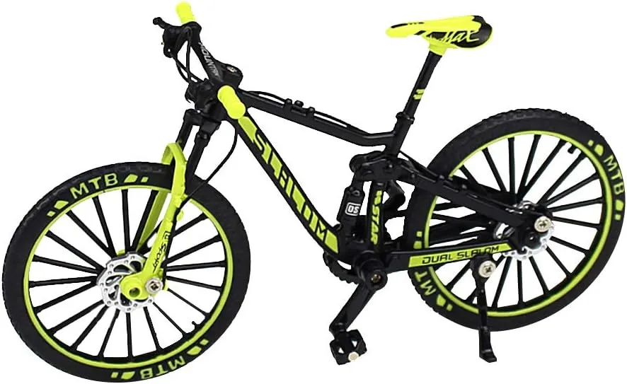 YEIBOBO ! Alloy Mini Downhill Mountain Bike Toy, Die-cast BMX Finger Bike Model for Collections (Black/Green)