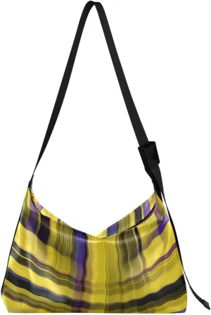 Yellow Wavy Stripes Hobo Crossbody Bags for Women Leather Large Shoulder Bag Cross Body Horizontal Trendy Womens Tote Bags Handbag for Travel Shopping