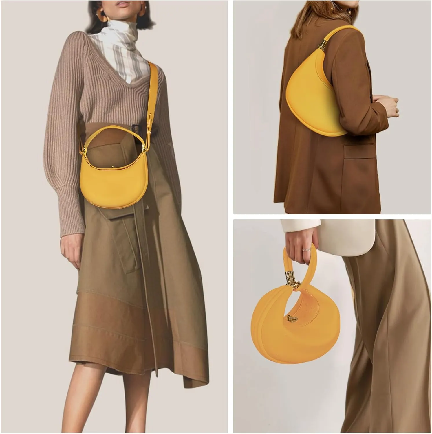 YFGBCX Small Shoulder Bag Crescent Shoulder Purse for Women 3 in 1 Crossbody Bag Trendy Hobo Bag Handbag Clutch Purse