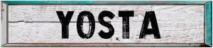 YOSTA 4"x18" Rectangle White Washed Weathered Painted Wood Look Novelty décor Composite Aluminum Beach Cottage Sign.