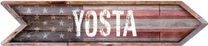 YOSTA American Flag Arrow Shaped Rustic Painted Wood Look Novelty décor Composite Aluminum Beach Cottage Sign.