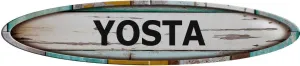 YOSTA Long Oval Shaped Weathered Rustic Painted Wood Look Novelty décor Composite Aluminum Beach Cottage Sign.