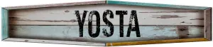 YOSTA Teal Diamond 4"x18" Shaped Weathered Rustic Painted Look Look Novelty décor Composite Aluminum Beach Cottage Sign.