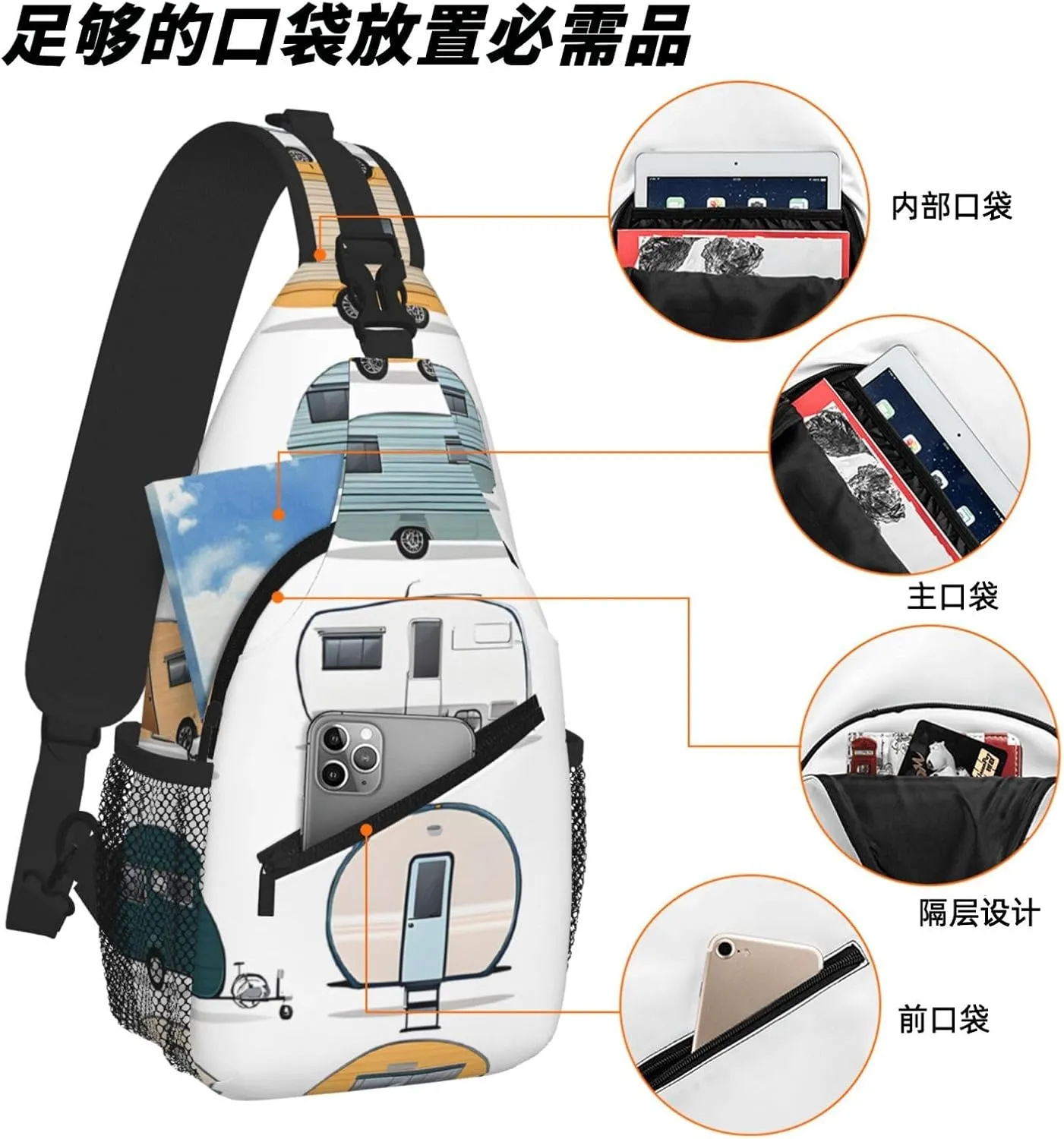 You Make Me Happy Trailer Print Cross Chest Bag Diagonally For Short-Distance Travel And Daily Use