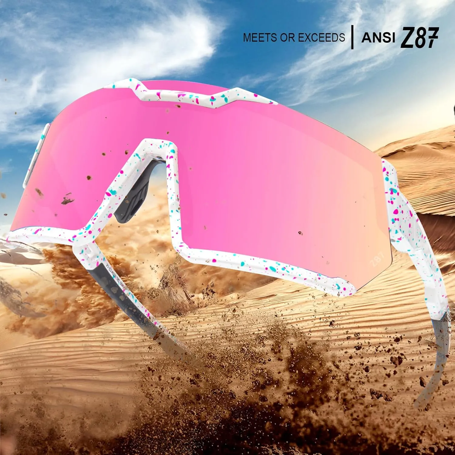 Z87 Sunglasses for Men Women Safety Sports Sunglasses for Running Cycling ANSI Z87 TR90 Frame UV400 Protection 8001