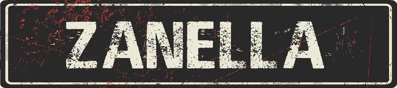 ZANELLA 4"x18" Black Grunge Style Rustic Vintage Look Novelty Aluminum Street Sign