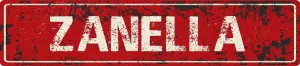 ZANELLA 4"x18" Red Grunge Style Rustic Vintage Look Novelty Aluminum Street Sign