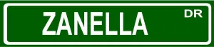 ZANELLA 4"x18" Standard Green Street Sign Style Novelty Aluminum Street Sign