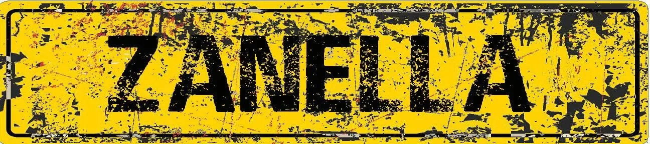 ZANELLA 4"x18" Yellow Grunge Style Rustic Vintage Look Novelty Aluminum Street Sign