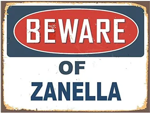 ZANELLA 9"X12" Beware of Blue Rustic Vintage Affect Novelty Aluminum Parking Sign