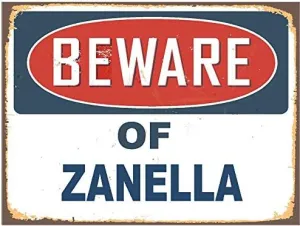 ZANELLA 9"X12" Beware of Blue Rustic Vintage Affect Novelty Aluminum Parking Sign