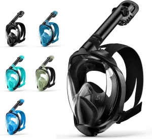 Zenoplige Full Face Snorkel Mask Adults,Dry-Top Snorkeling Gear with Camera Mount,Foldable 180-Degree Panoramic Scuba Mask for Snorkeling Diving Swimming Travel,Snorkel Mask Anti-Fog & Anti-Leak
