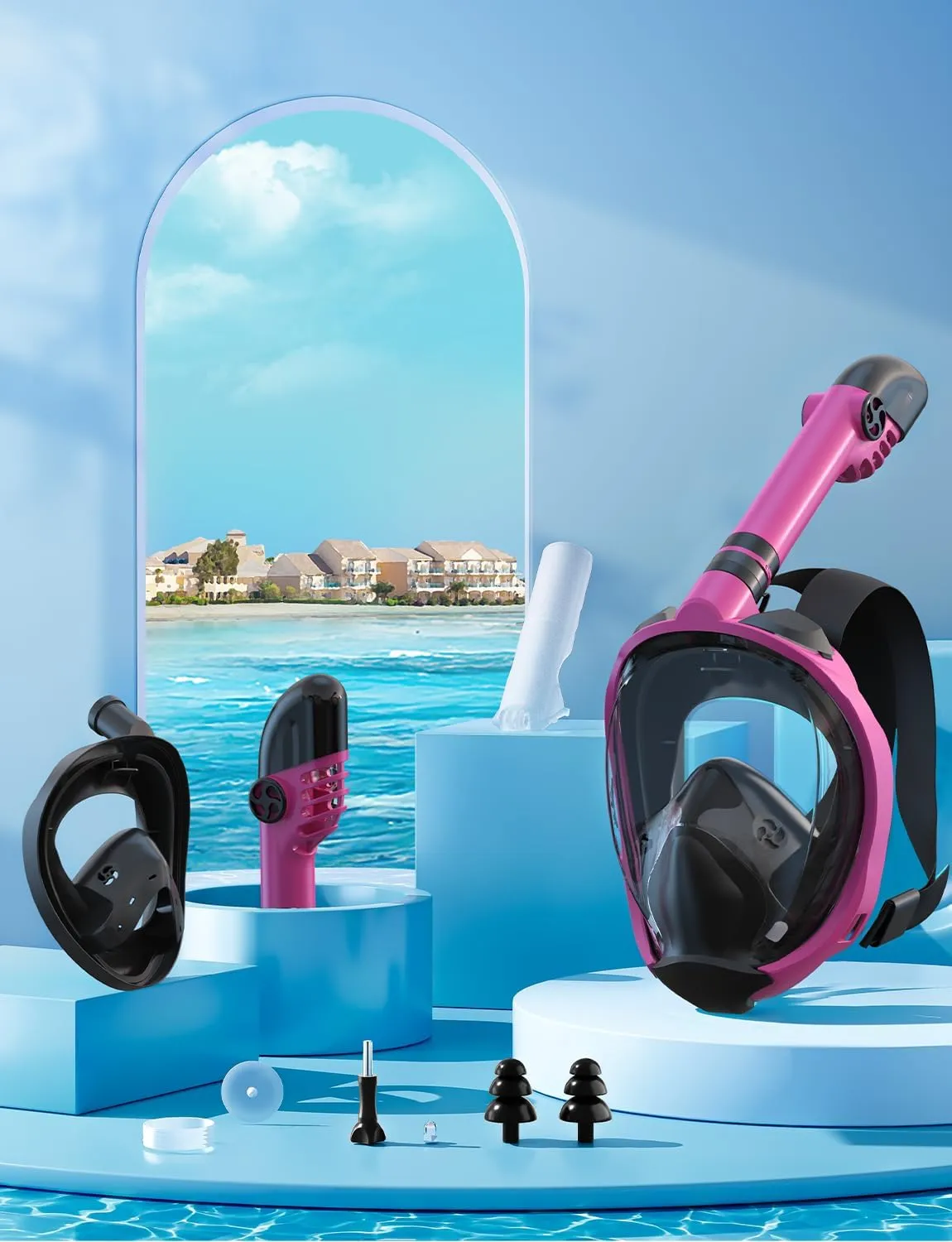Zenoplige Full Face Snorkel Mask Adults,Dry-Top Snorkeling Gear with Camera Mount,Foldable 180-Degree Panoramic Scuba Mask for Snorkeling Diving Swimming Travel,Snorkel Mask Anti-Fog & Anti-Leak