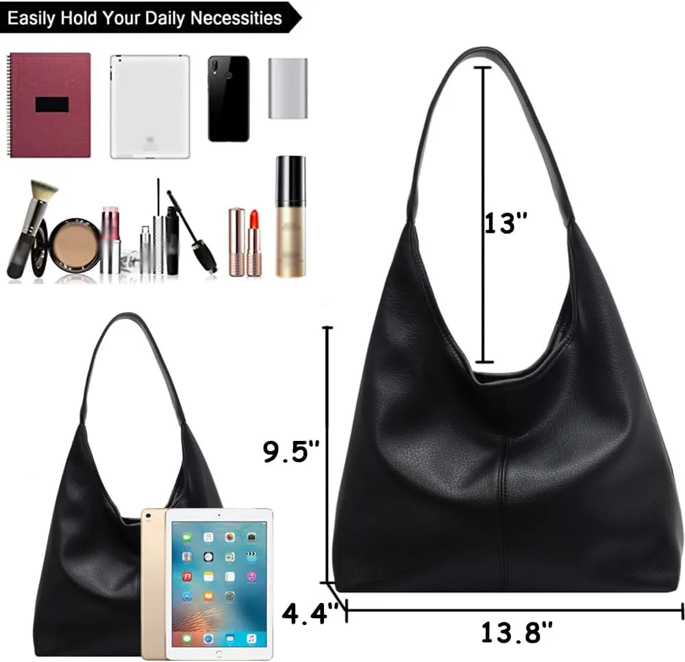 ZiMing Shoulder Bag for Women - Soft Leather Hobo Handbag Tote Large Purse With Single Strap and Wallet - 2 Pcs Set
