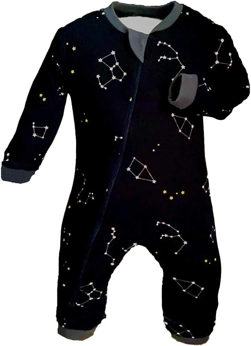 zippyjamz Organic Zipper Onesies Footless Sleeper Baby Pajamas with Inseam Zipper
