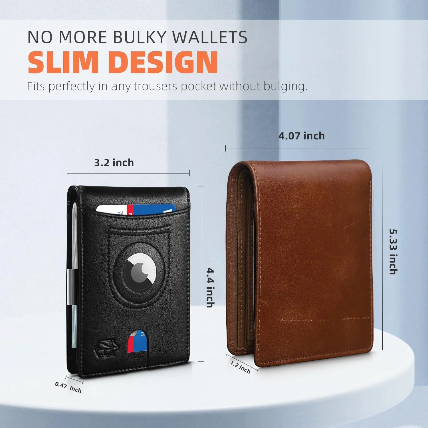 Zitahli Men's Wallets Airtag Holder Slim Rfid Leather with Gift Box
