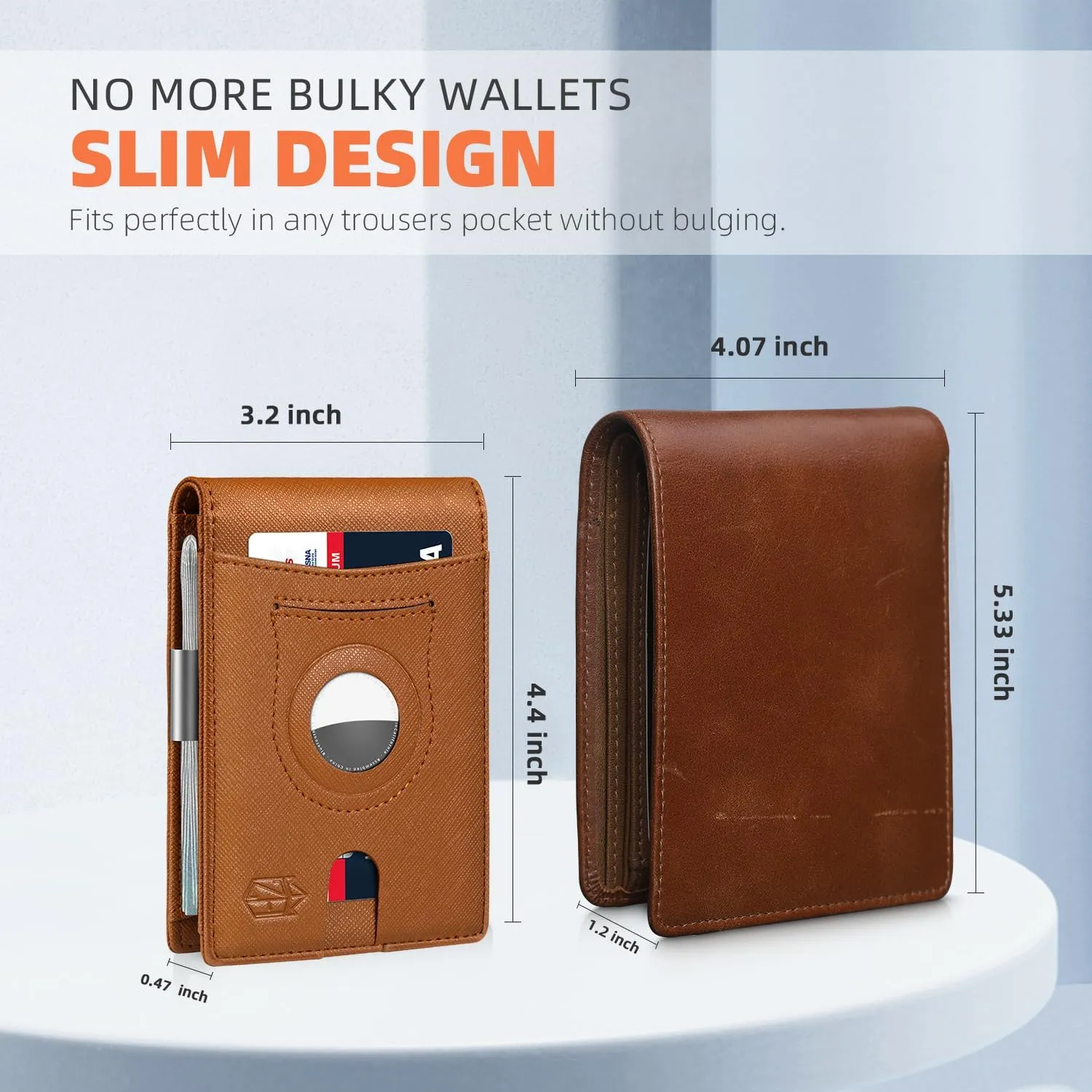 Zitahli Men's Wallets Airtag Holder Slim Rfid Leather with Gift Box