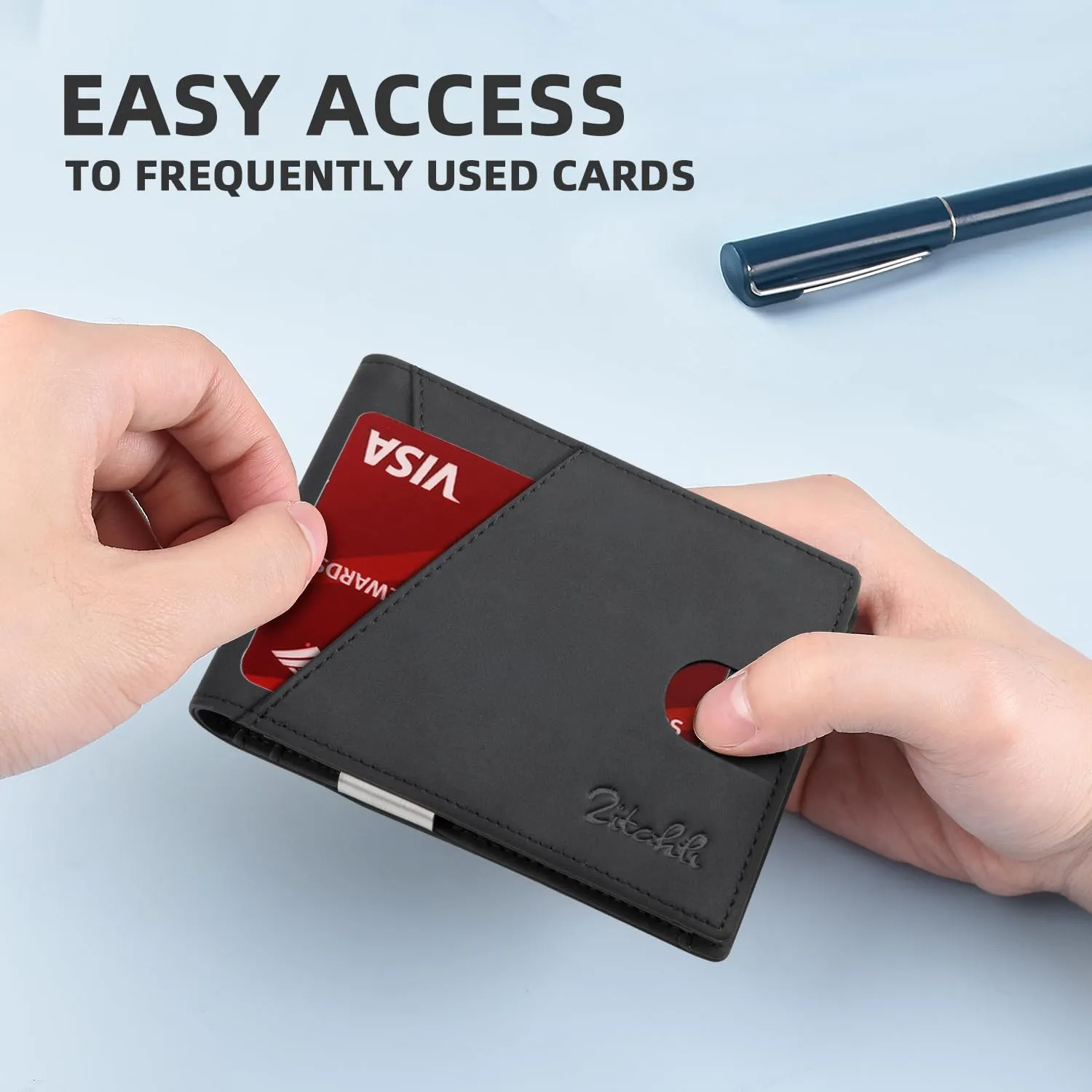 Zitahli Wallet for Men - with Money Clip Slim Leather Slots Credit Card Holder RFID Blocking Bifold Minimalist Wallets with Gift Box