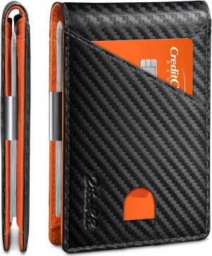 Zitahli Wallet for Men - with Money Clip Slim Leather Slots Credit Card Holder RFID Blocking Bifold Minimalist Wallets with Gift Box