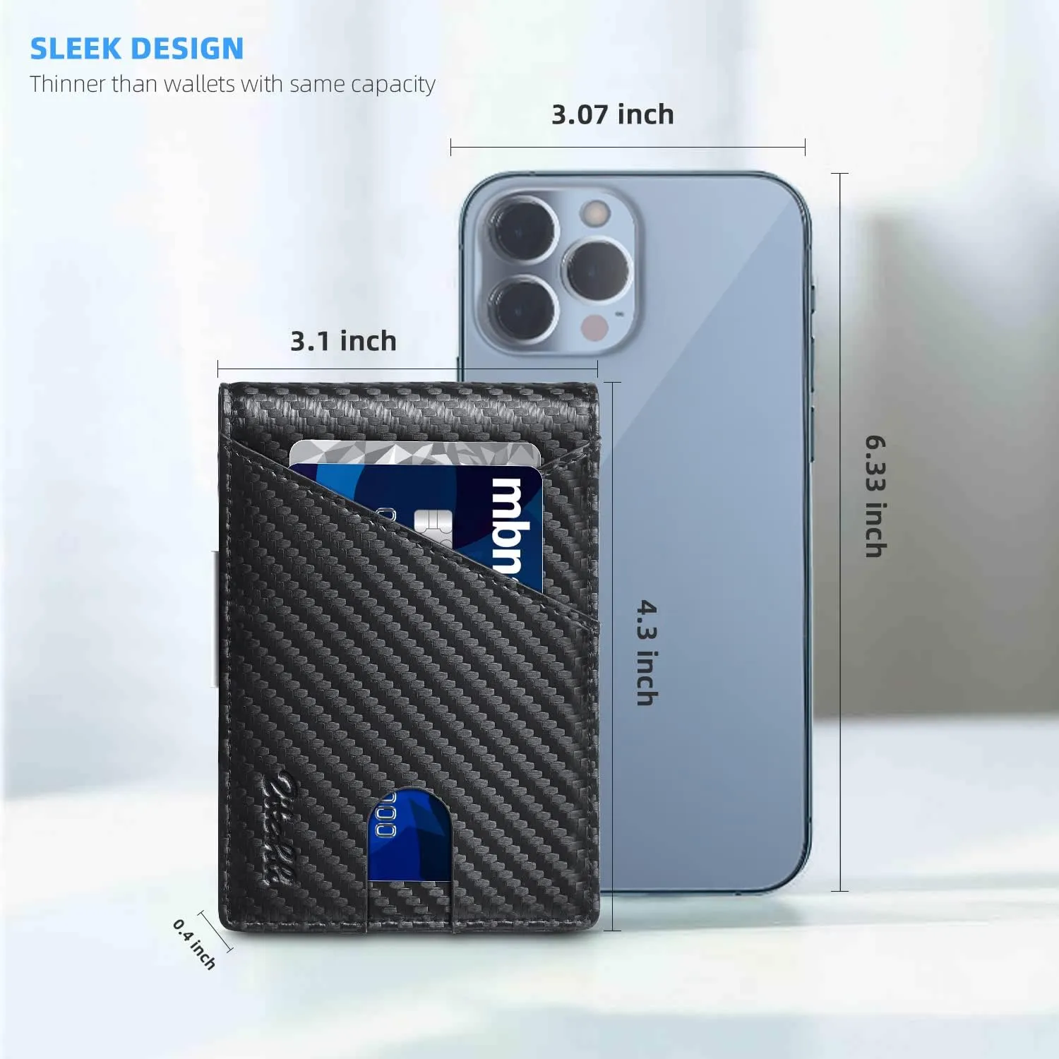 Zitahli Wallet for Men - with Money Clip Slim Leather Slots Credit Card Holder RFID Blocking Bifold Minimalist Wallets with Gift Box