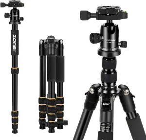 ZOMEi Camera Tripod 62" Light Weight DSLR Tripod with Ball Head Quick Release Plate and Carrying Case (Aluminum Tripod)
